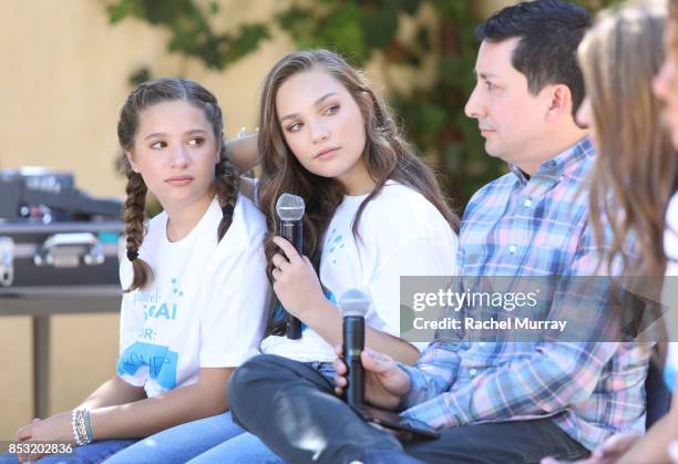 Mackenzie Ziegler, Maddie Ziegler, and Instagram's Justin Antony speak during the panel discussion at the Positively Social launch event on September...