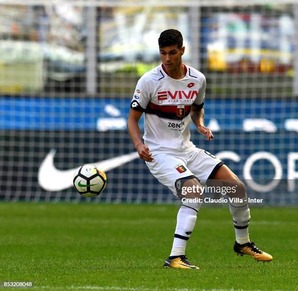 Pietro Pellegri of Genoa CFC in action during the Serie A match between FC Internazionale and Genoa CFC at Stadio Giuseppe Meazza on September 24,...