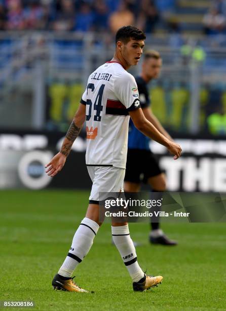 Pietro Pellegri of Genoa CFC looks on during the Serie A match between FC Internazionale and Genoa CFC at Stadio Giuseppe Meazza on September 24,...