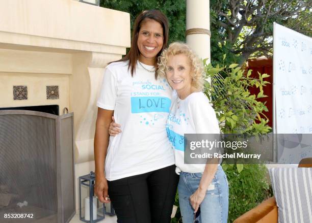 Holly Frasier and Julie Block attend the Positively Social launch event on September 24, 2017 in Beverly Hills, California.