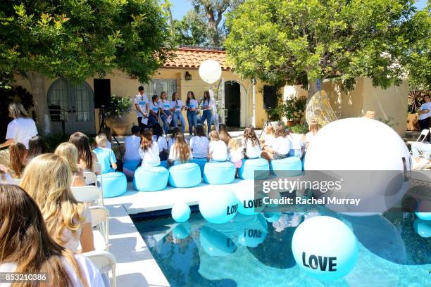 Founder Mackenzie Ziegler, Jack Buckingham, Maddie Ziegler, Lilia Buckingham, Lily Block, and Charlotte Block speak to guest before the panel...