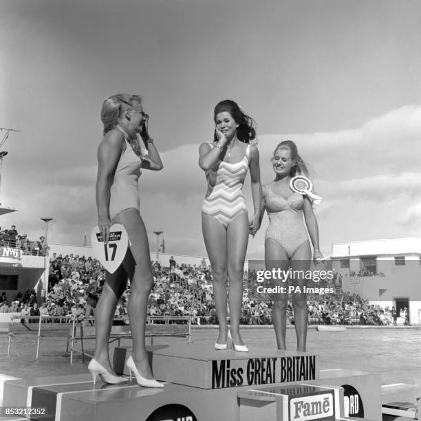 Tears of joy for Wendy Ann George , of Littleover, Derby, at the Super Swimming Stadium in Morecambe, Lancashire, after winning the 'Miss Great...