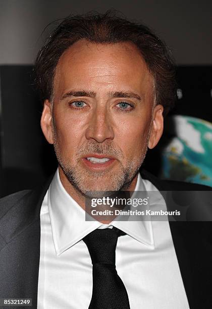 Actor Nicolas Cage attends the premiere of "Knowing" at the AMC Loews Lincoln Square on March 9, 2009 in New York City.