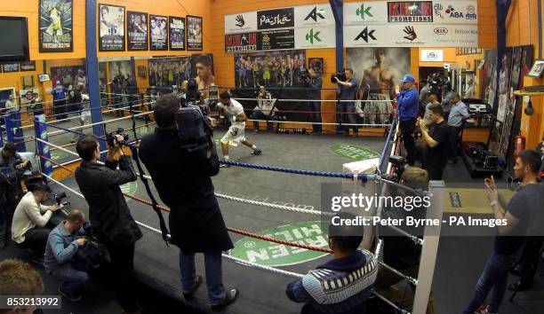 Amir Khan during the media workout at the Gloves Community Centre, Bolton.