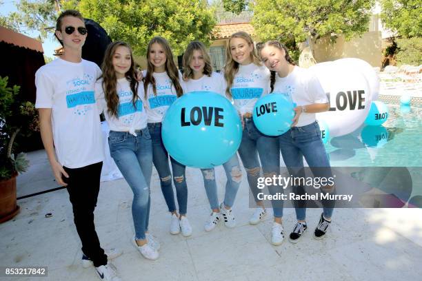 Founder Jack Buckingham, Maddie Ziegler, Charlotte Block, Lilia Buckingham, Lily Block, and Mackenzie Ziegler attend the Positively Social launch...