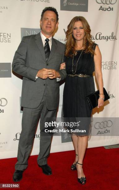 Actor Tom Hanks and actress Rita Wilson arrive at The 7th Annual Backstage At The Geffen Gala on March 9, 2009 in Los Angeles, California.