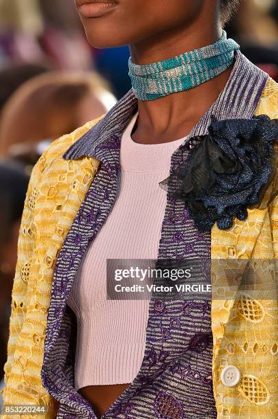 Model walks the runway at the Missoni Ready to Wear Spring/Summer 2018 fashion show during Milan Fashion Week Spring/Summer 2018 on September 23,...