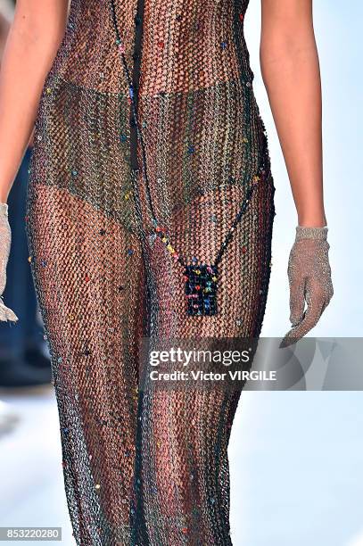 Model walks the runway at the Missoni Ready to Wear Spring/Summer 2018 fashion show during Milan Fashion Week Spring/Summer 2018 on September 23,...