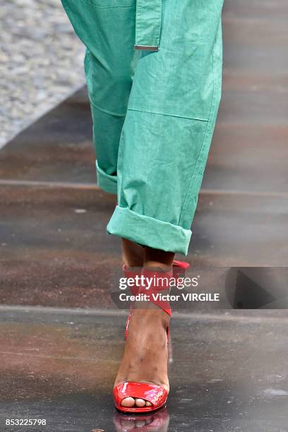 Model walks the runway at the Philosophy By Lorenzo Serafini Ready to Wear Spring/Summer 2018 fashion show during Milan Fashion Week Spring/Summer...