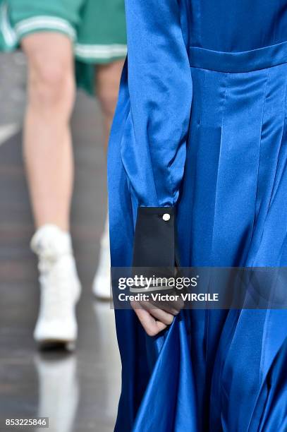 Model walks the runway at the Philosophy By Lorenzo Serafini Ready to Wear Spring/Summer 2018 fashion show during Milan Fashion Week Spring/Summer...