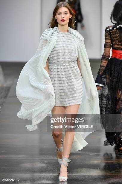 Model walks the runway at the Philosophy By Lorenzo Serafini Ready to Wear Spring/Summer 2018 fashion show during Milan Fashion Week Spring/Summer...