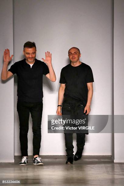 Tommaso Aquilano and Roberto Rimondi walk the runway at the Aquilano Rimondi Ready to Wear Spring/Summer 2018 fashion show during Milan Fashion Week...