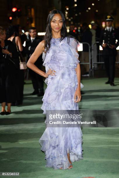 Zoe Saldana attends the Green Carpet Fashion Awards Italia 2017 during Milan Fashion Week Spring/Summer 2018 on September 24, 2017 in Milan, Italy.