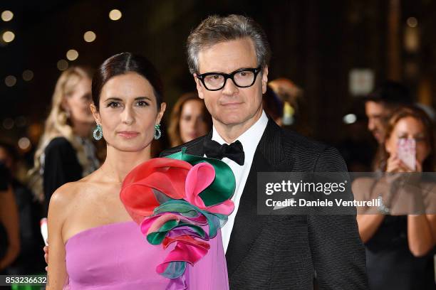 Colin Firth and Livia Giuggioli attend the Green Carpet Fashion Awards Italia 2017 during Milan Fashion Week Spring/Summer 2018 on September 24, 2017...