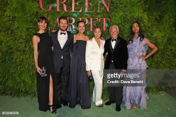 Nina Cattelan, Alessandro Cattelan, Roberta Armani, Lauren Hutton, Giorgio Armani and Zoe Saldana attend the Green Carpet Fashion Awards, Italia, at...