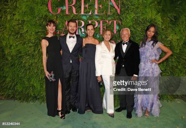 Nina Cattelan, Alessandro Cattelan, Roberta Armani, Lauren Hutton, Giorgio Armani and Zoe Saldana attend the Green Carpet Fashion Awards, Italia, at...