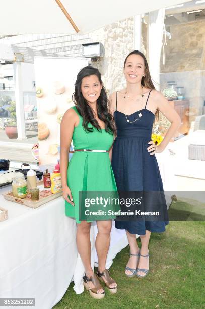 Evelyn Rusli and Angela Sunderland attend Maisonette Beach BBQ on September 24, 2017 in Malibu, California.