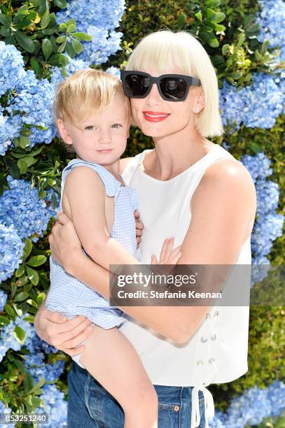 Libby Mintz and son attend Maisonette Beach BBQ on September 24, 2017 in Malibu, California.