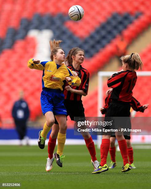 Action from the Girl's Cup between Broadstone Middle School and Thomas Telford School