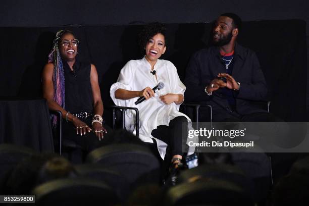 Rutina Wesley, Dawn-Lyen Gardner and Kofi Siriboe attend the Tribeca TV Festival mid-season premiere of Queen Sugar at Cinepolis Chelsea on September...