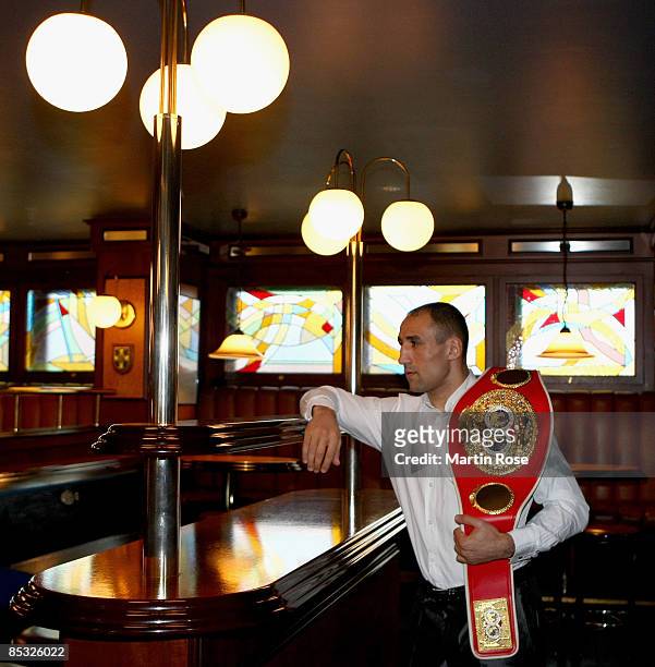 Middleweight boxer Arthur Abraham poses during a photocall at the Baltic Hotel on March 8, 2009 in Zinnowitz, Germany.