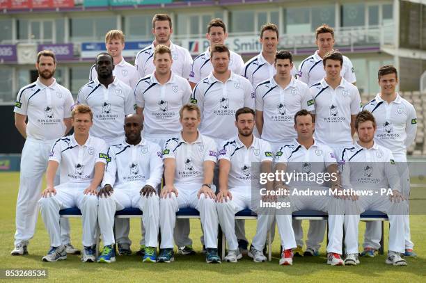 Hampshire County Cricket team group Adam Wheater, Joe Gatting, Sean Terry, Will Smith and Michael Bates James Tomlinson, Ruel Brathwaite, David...