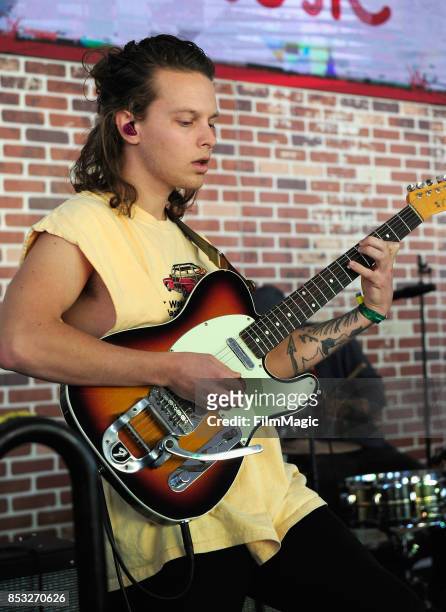 Nathan Stocker of Hippo Campus performs at the Toyota Music Den during day 3 of the 2017 Life Is Beautiful Festival on September 24, 2017 in Las...