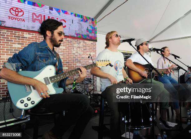 Brett Hite and James Sunderland of Frenship perform with musicians at the Toyota Music Den during day 3 of the 2017 Life Is Beautiful Festival on...