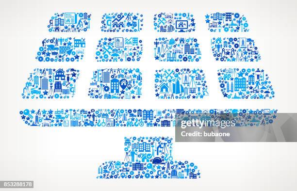 solar panel construction industry vector icon pattern - contractor computer stock illustrations