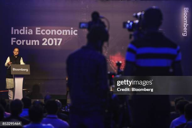 Arun Jaitley, India's finance minister, speaks during the Bloomberg India Economic Forum in Mumbai, India, on Friday, Sept. 22, 2017. Jaitley said...