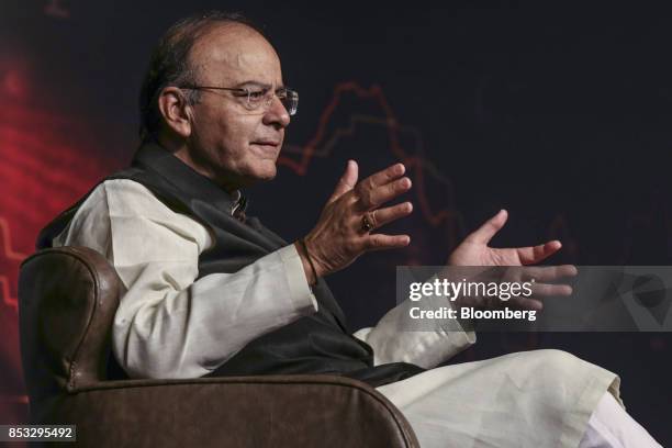 Arun Jaitley, India's finance minister, speaks during the Bloomberg India Economic Forum in Mumbai, India, on Friday, Sept. 22, 2017. Jaitley said...