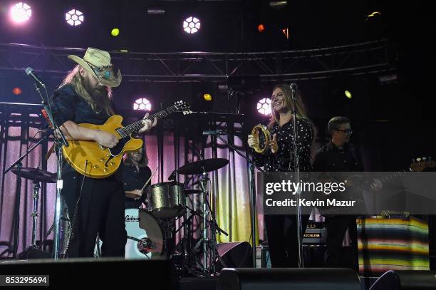 Chris Stapleton performs at "A Concert for Charlottesville," at University of Virginia's Scott Stadium on September 24, 2017 in Charlottesville,...