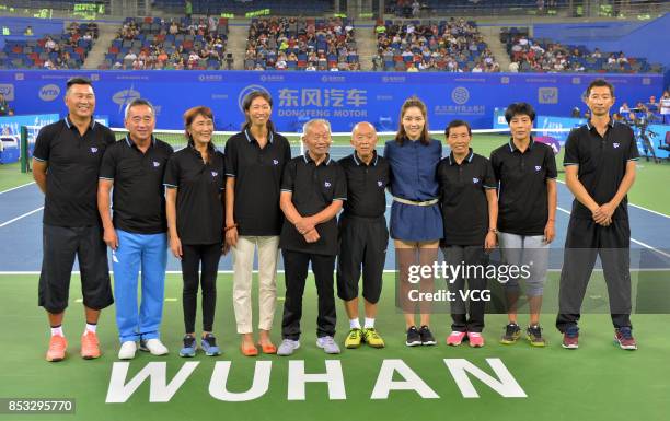 Former tennis player Li Na attends the opening ceremony of 2017 WTA Wuhan Open at Optics Valley International Tennis Center on September 24, 2017 in...