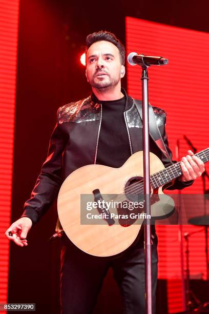 Singer Luis Fonsi performs in concert during Love + Dance World Tour at Coca Cola Roxy on September 24, 2017 in Atlanta, Georgia.