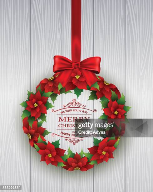 christmas decoration - poinsettia plant table nobody stock illustrations