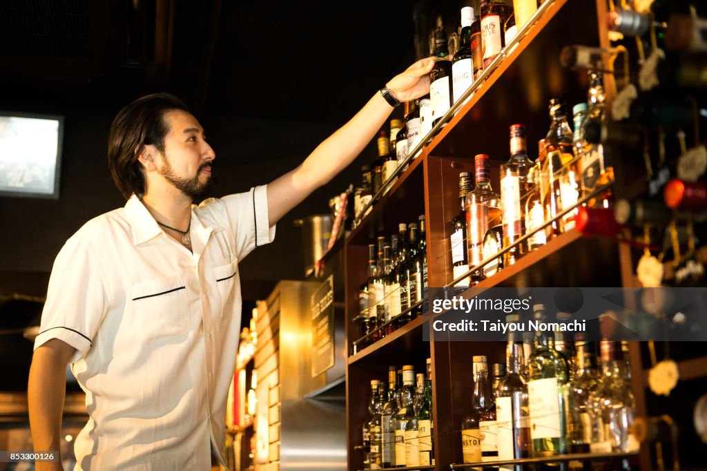 Japanese male bartender
