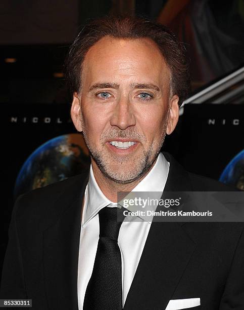 Actor Nicolas Cage attends the premiere of "Knowing" at the AMC Loews Lincoln Square on March 9, 2009 in New York City.