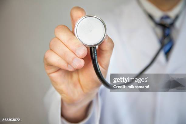 check your health! conceptual image of doctor with a stethoscope. medical concept - stethoscope stockfoto's en -beelden