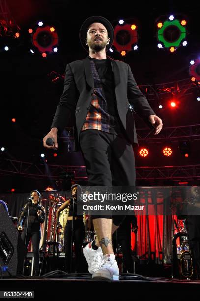 Justin Timberlake performs at "A Concert for Charlottesville," at University of Virginia's Scott Stadium on September 24, 2017 in Charlottesville,...