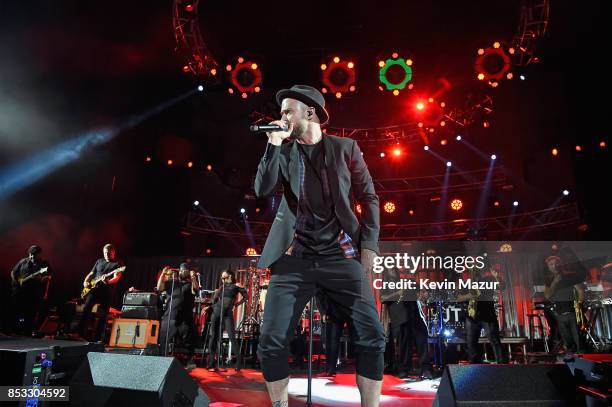 Justin Timberlake performs at "A Concert for Charlottesville," at University of Virginia's Scott Stadium on September 24, 2017 in Charlottesville,...