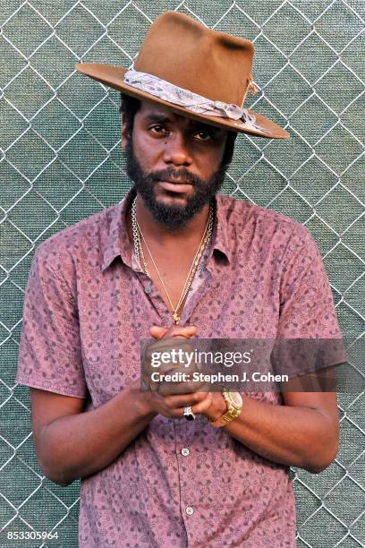 Gary Clark, Jr. Poses backstage during the inaugural Bourbon & Beyond Festival at Champions Park on September 24, 2017 in Louisville, Kentucky.