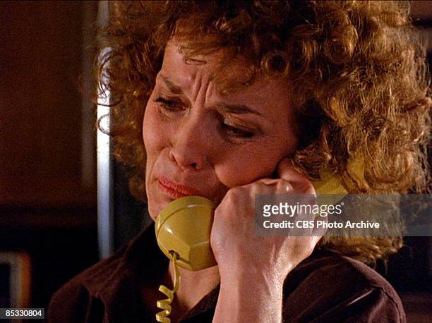 American actress Grace Zabriskie fights back grief as she talks on a telephone in a scene screen grab from the pilot episode of the television series...