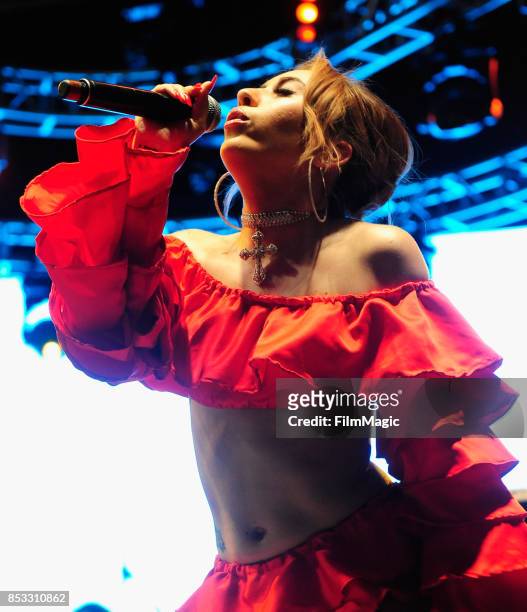 Kali Uchis performs on Huntridge Stage during day 3 of the 2017 Life Is Beautiful Festival on September 24, 2017 in Las Vegas, Nevada.