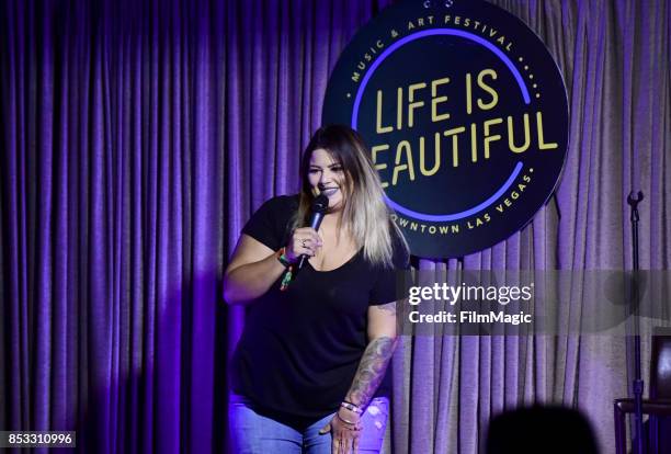 Jozalyn Sharp performs at the Comedy House during day 3 of the 2017 Life Is Beautiful Festival on September 24, 2017 in Las Vegas, Nevada.