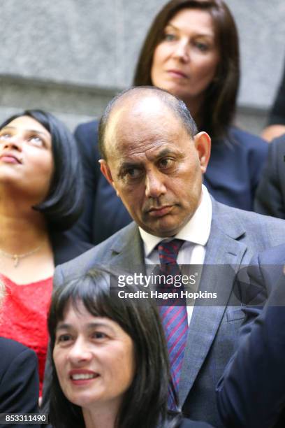 New Labour MP Willie Jackson looks on during an announcement for Labour's new provisional caucus members at Parliament on September 25, 2017 in...