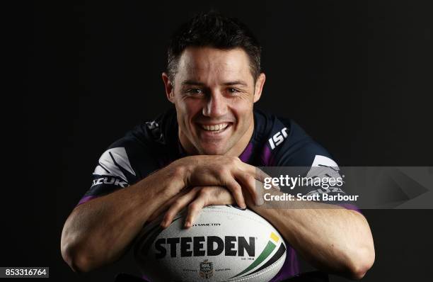 Cooper Cronk of the Storm poses during a Melbourne Storm NRL training session at Gosch's Paddock on September 25, 2017 in Melbourne, Australia.