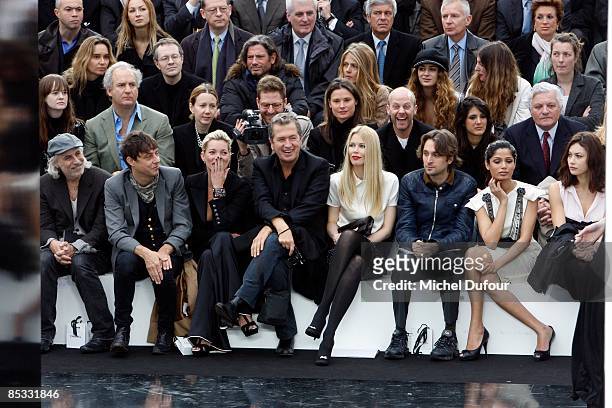 Jaimie Hince, Kate Moss, Mario Testino, Claudia Schiffer, Francesco Vezzoli and Freida Pinto attend the Chanel Ready-to-Wear A/W 2009 fashion show...