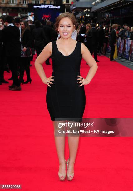 Tanya Burr arriving for the world premiere of the film The Amazing Spiderman 2, held at the Odeon Leicester Square, central London.