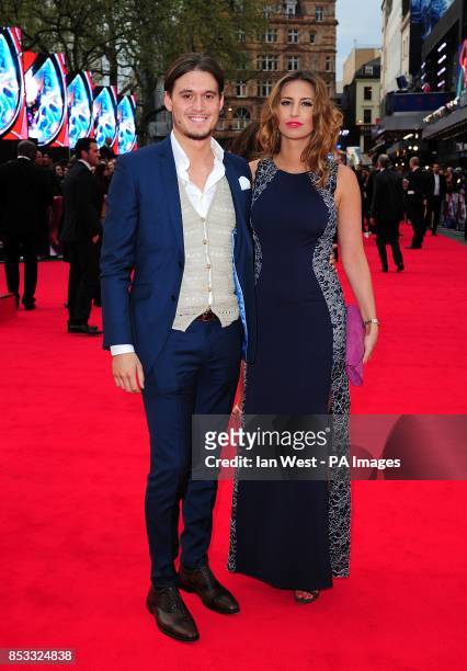 Charlie Sims and Ferne McCann arriving for the world premiere of the film The Amazing Spiderman 2, held at the Odeon Leicester Square, central London.