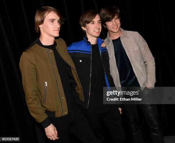 James David Maney, Jesse Leonard and Eric Carnevale of Acting Natural attend the 2017 iHeartRadio Music Festival at T-Mobile Arena on September 23,...